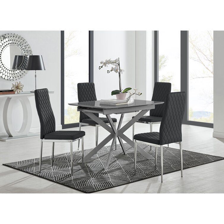 Wayfair grey table online and chairs